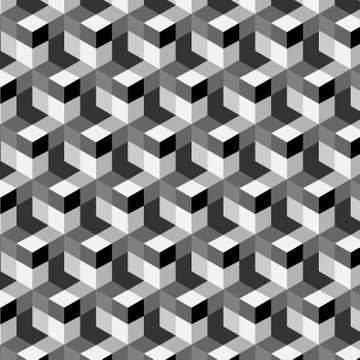 Seamless, abstract cube pattern. Colorful design, geometric 3d vector  Stock Illustration