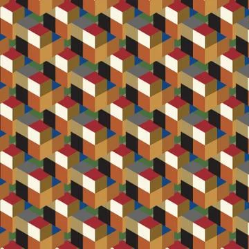 Seamless, abstract cube pattern. Colorful design, geometric 3d vector  스톡 일러스트
