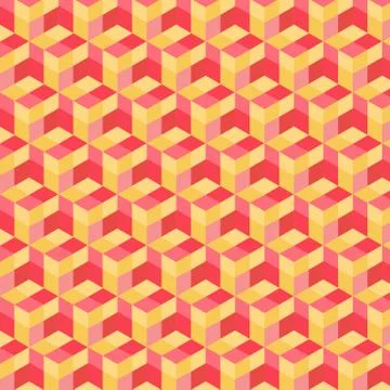 Seamless, abstract cube pattern. Colorful design, geometric 3d vector wallpap 스톡 일러스트