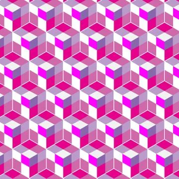 Seamless, abstract cube pattern. Colorful design, geometric 3d vector wallpap Stock Illustration
