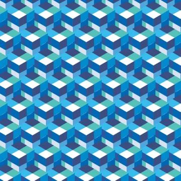 Seamless, abstract cube pattern. Colorful design, geometric 3d vector wallpap Stock-Illustration
