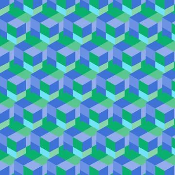 Seamless, abstract cube pattern. Colorful design, geometric 3d vector wallpap Stock Illustration