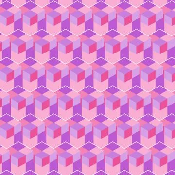 Seamless, abstract cube pattern. Colorful design, geometric 3d vector wallpap Stock Illustration