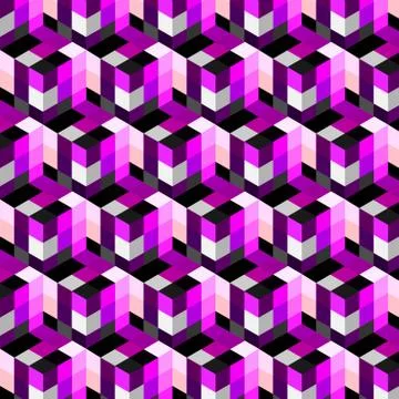 Seamless, abstract cube pattern. Colorful design, geometric 3d vector wallpap Illustrazione stock