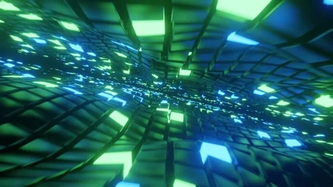 Seamless abstract cyberspace cubes waving 3d render Stock Footage 149878062