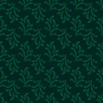 Seamless abstract deciduous patterns on a dark green background in doodle style Stock Illustration