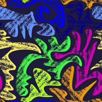 Seamless abstract decorative pattern with wavy shapes and grunge spots Stock Illustration