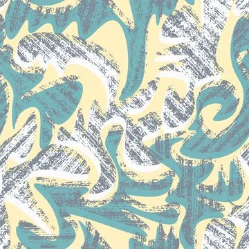 Seamless abstract decorative pattern with wavy shapes and grunge spots Stock Illustration