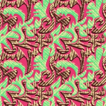 Seamless abstract decorative pattern with wavy shapes and grunge spots Stock Illustration