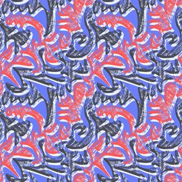 Seamless abstract decorative pattern with wavy shapes and grunge spots Stock Illustration
