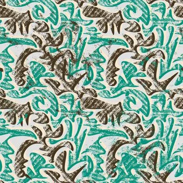 Seamless abstract decorative pattern with wavy shapes and grunge spots Stock Illustration