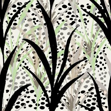 Seamless abstract dense grasses pattern background , greeting card or fabric Stock Illustration