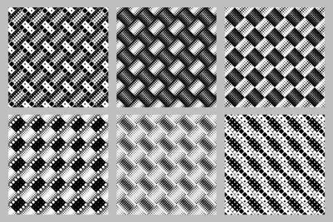 Seamless abstract diagonal square pattern background design set Stock Illustration