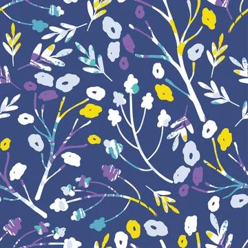 Seamless abstract doodle flowers pattern background , greeting card or fabric Stock Illustration