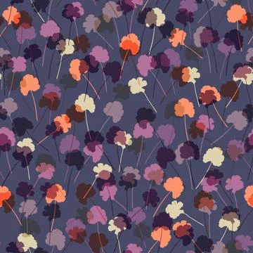Seamless abstract doodle flowers pattern violet background for fashion fabric Stock Illustration