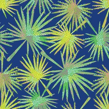 Seamless abstract dot palm leafs pattern background , greeting card or fabric Illustrazione stock