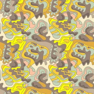 Seamless abstract exotic pattern with curved grunge lines and leaves Stock-Illustration