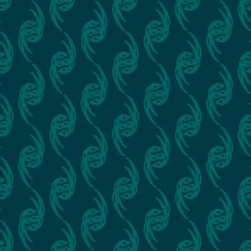 Seamless abstract fantasy patterns in doodle style on a blue-green background Stock Illustration