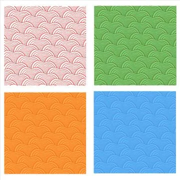 Seamless abstract  fish scale pattern set 스톡 일러스트