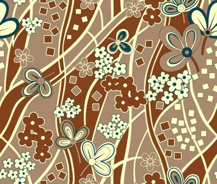 Seamless abstract floral design pattern background Stock Illustration
