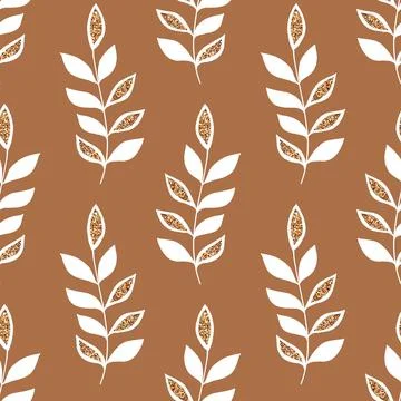 Seamless abstract floral pattern background with branches and leaves Stock Illustration