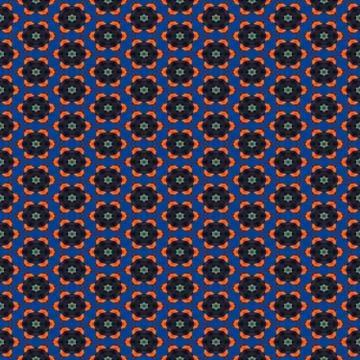 Seamless abstract floral pattern with orange flowers on the blue background Stock Illustration