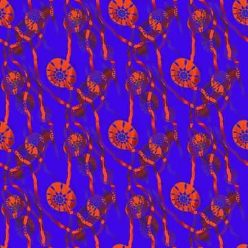 Seamless abstract floral pattern orange purple blue Stock Illustration