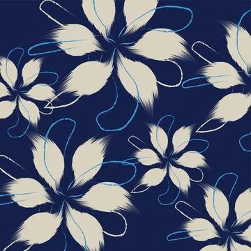 A Seamless abstract floral pattern. Vector Illustration. Seamless blue Flow.. Stock Illustration