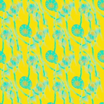 Seamless abstract floral pattern yellow turquoise blue Stock Illustration