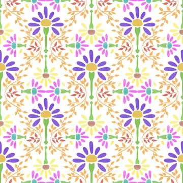 Seamless abstract flower art on pattern for background and backdrop. Stock Illustration