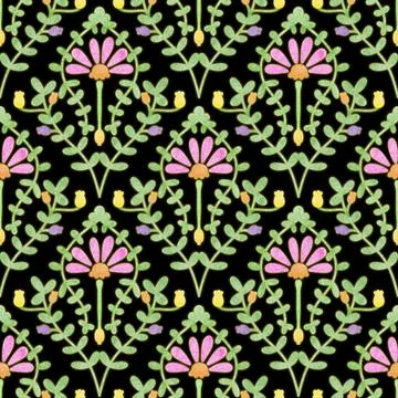 Seamless abstract flower art on pattern for background and backdrop. Stock Illustration