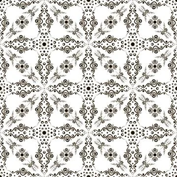 Seamless abstract flower pattern with swirls Stock Illustration