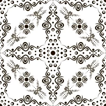 Seamless abstract flower pattern with swirls Stock-Illustration