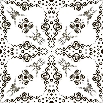 Seamless abstract flower pattern with swirls Stock Illustration