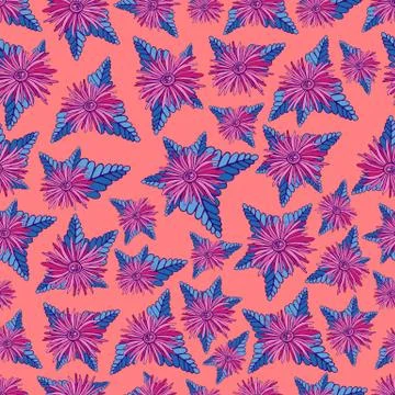 Seamless abstract flowers creative texture. Artistic print, floral colorful f Stock Illustration