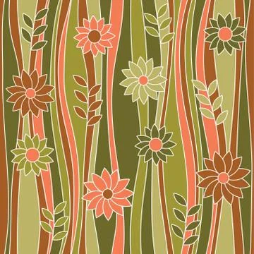 Seamless abstract flowery pattern, waves Illustrazione stock