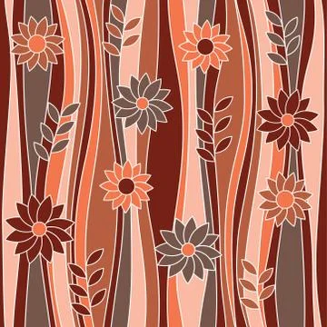 Seamless abstract flowery pattern, waves Stock Illustration