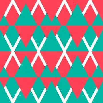 Seamless Abstract Geometric Diamond Pattern in Coral and Teal Stock Illustration
