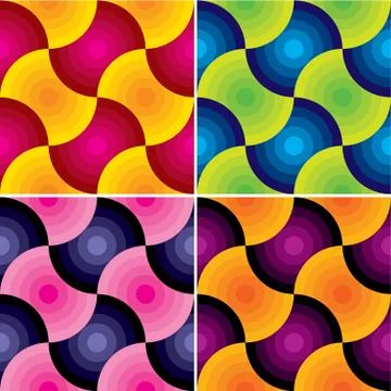 Seamless abstract geometric pattern in 4 color variations, vector illustration Illustrazione stock