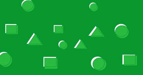 Seamless Abstract Geometric Pattern Circles, Squares, and Triangles on Green Stock Illustration