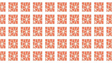 Seamless abstract geometric pattern with coral orange squares and white int.. Illustrazione stock