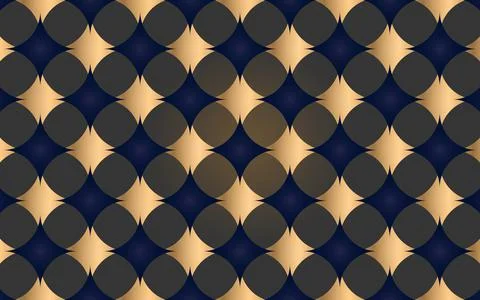 Seamless abstract geometric pattern in gray, gold and blue color Stock Illustration