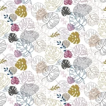 Seamless abstract geometric pattern with natural elements. Stock Illustration