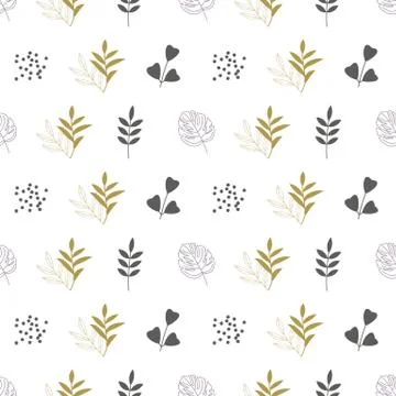 Seamless abstract geometric pattern with natural elements. Stock Illustration