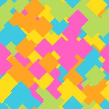 Seamless abstract geometric pattern of overlapping squares in random order Stock Illustration