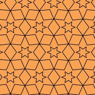 Seamless abstract geometric pattern on retro orange background. Stock Illustration
