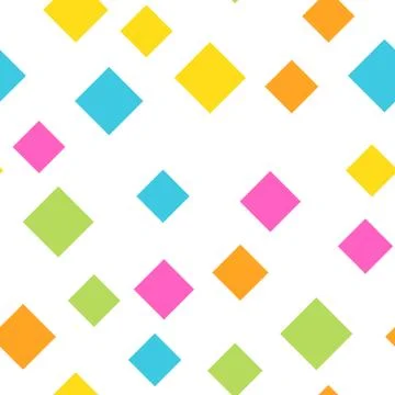Seamless abstract geometric pattern of squares in random order. Funny, happy and Illustrazione stock