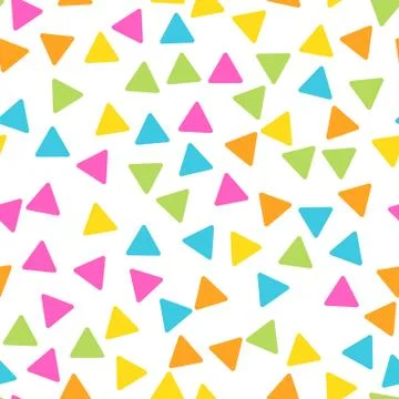Seamless abstract geometric pattern of triangles in random order. Funny, happy Stock Illustration