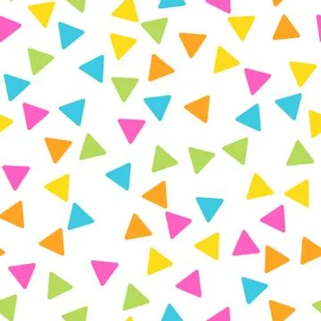 Seamless abstract geometric pattern of triangles in random order. Funny, happy Illustrazione stock