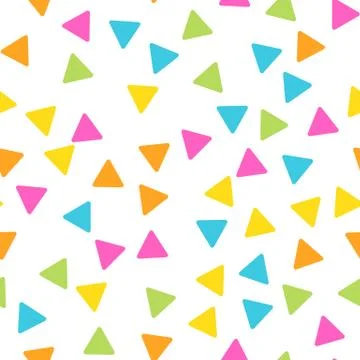 Seamless abstract geometric pattern of triangles in random order. Funny, happy Stock Illustration